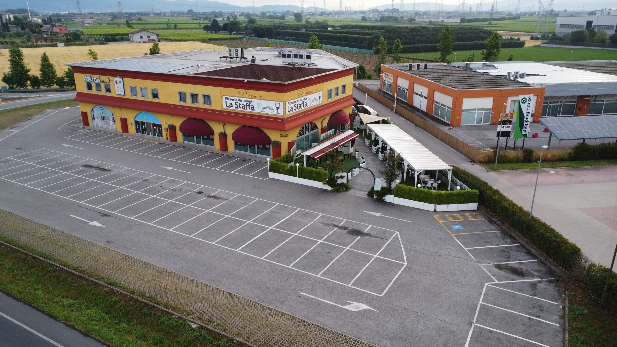 Vista aerea del Ristorante Pizzeria La Staffa ad Arcole